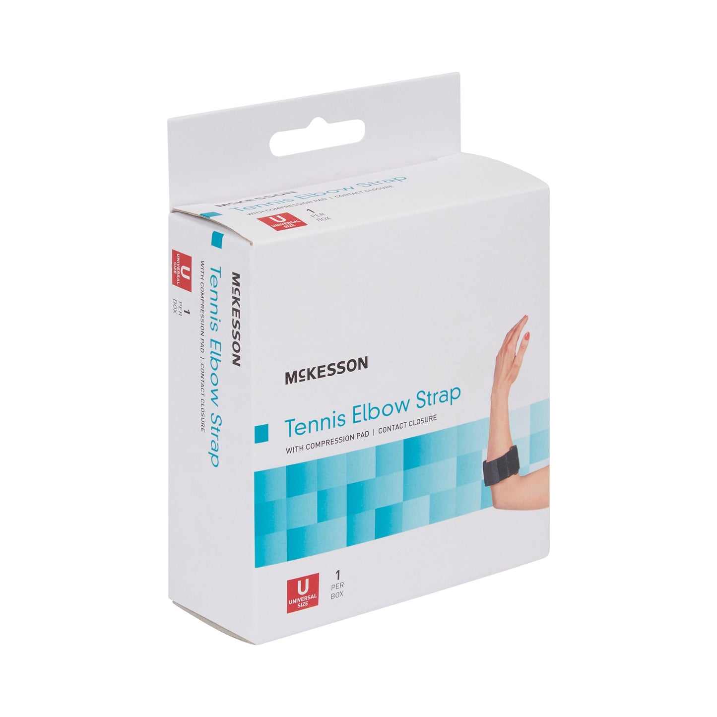 McKesson Elbow Support Strap One Size Fits Most Hook and Loop with D Ring Tennis / Golf Left or Right Elbow Up to 18 Inch Circumference Black (1159089_EA)