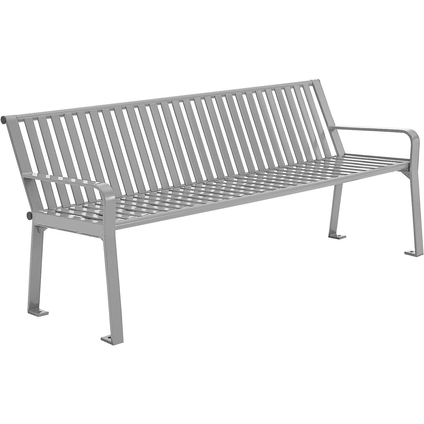 Global Industrial 6' Outdoor Bench with Back, Vertical Steel Slat, Gray (WB694854GYKD)