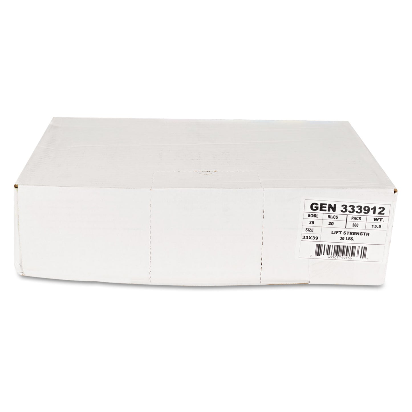 Boardwalk® High-Density Can Liners, 33 gal, 9 mic, 33" x 39", Natural, Perforated Roll, 25 Bags/Roll, 20 Rolls/Carton (BWK333912)