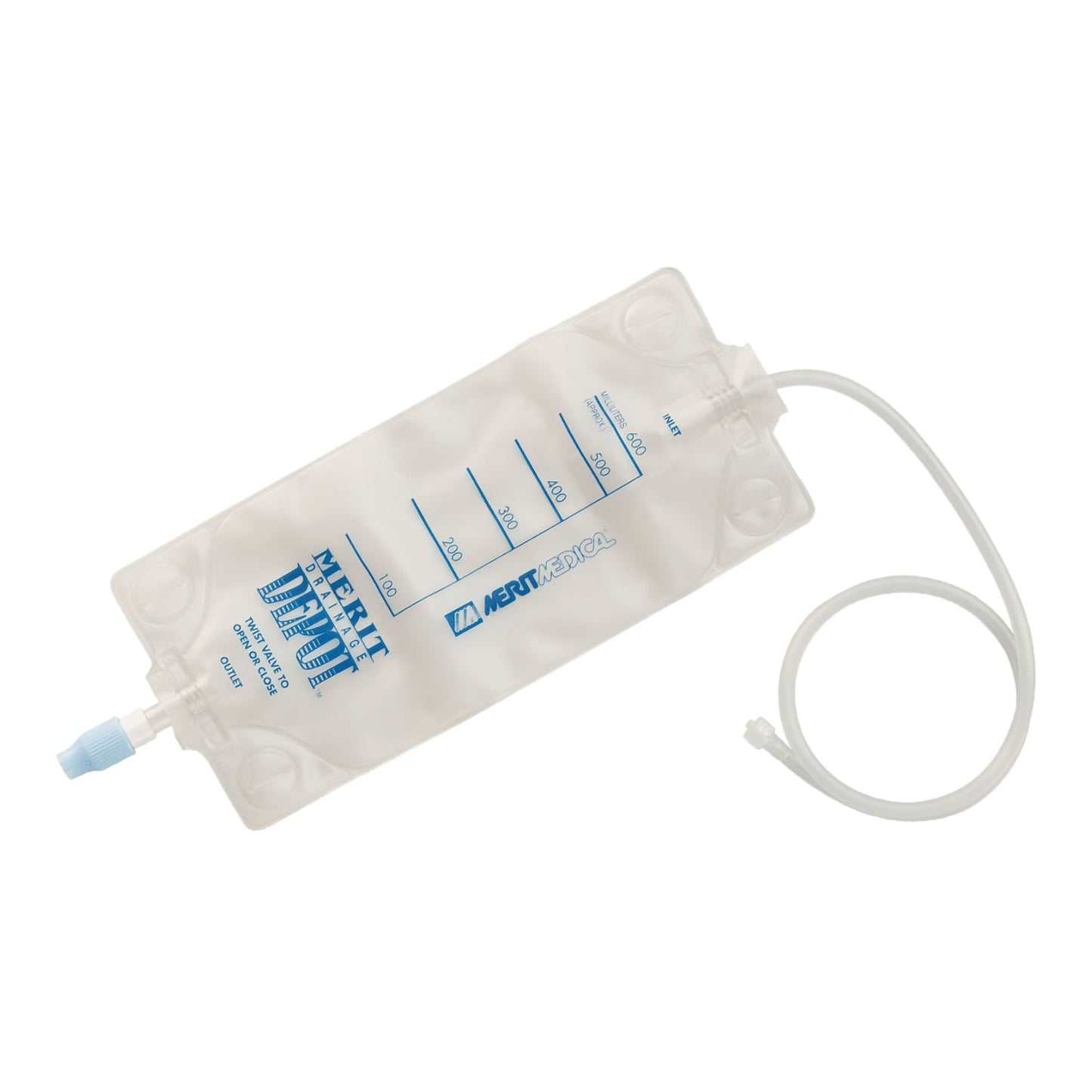 Merit Drainage Depot™ Urinary Drainage Bag 24 Inch Tubing 600 mL NonSterile Anti-Reflux Barrier (1118398_BX)