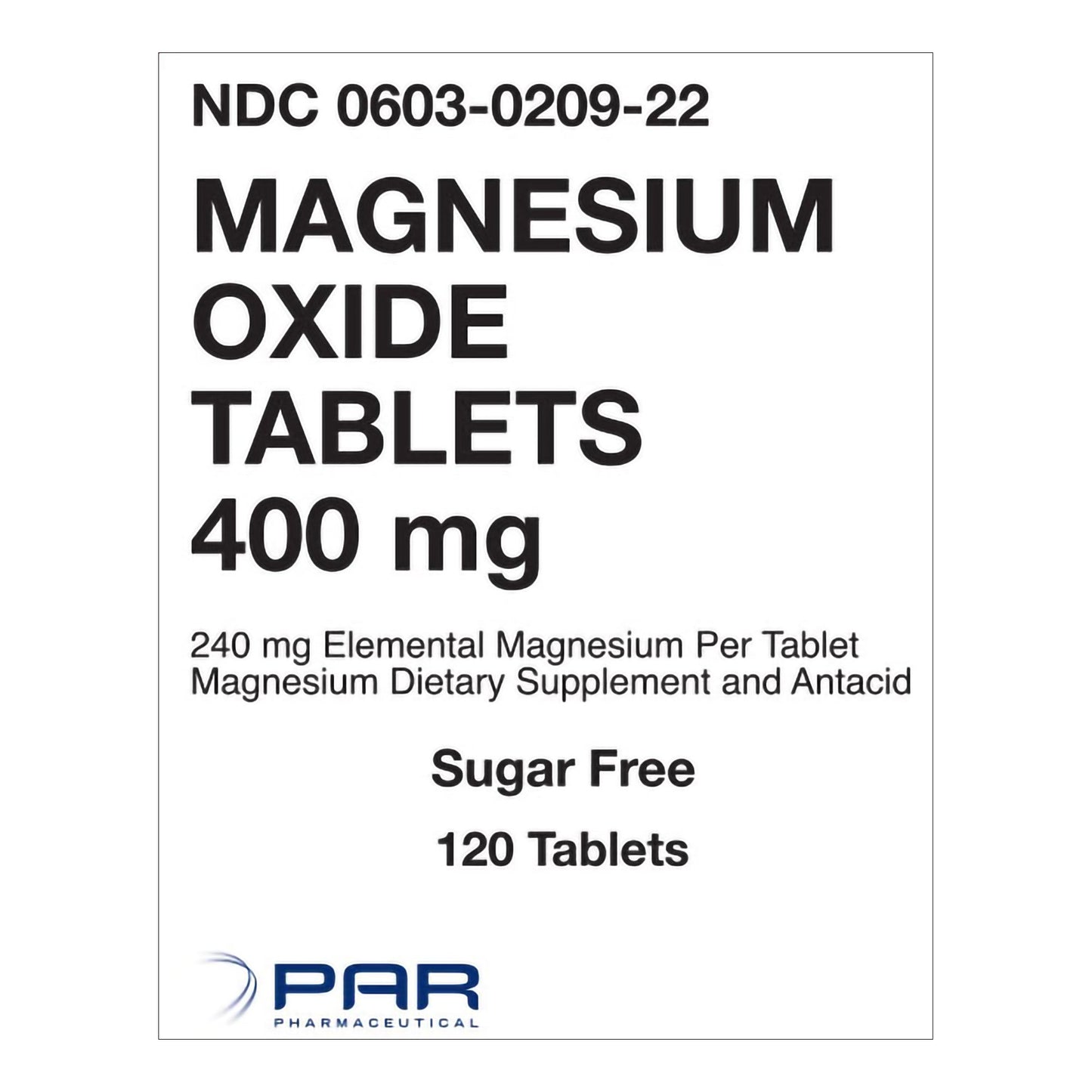 Plus Pharm Corp Mineral Supplement Magnesium Oxide 400 mg Strength Tablet 120 per Bottle (1171933_BT)