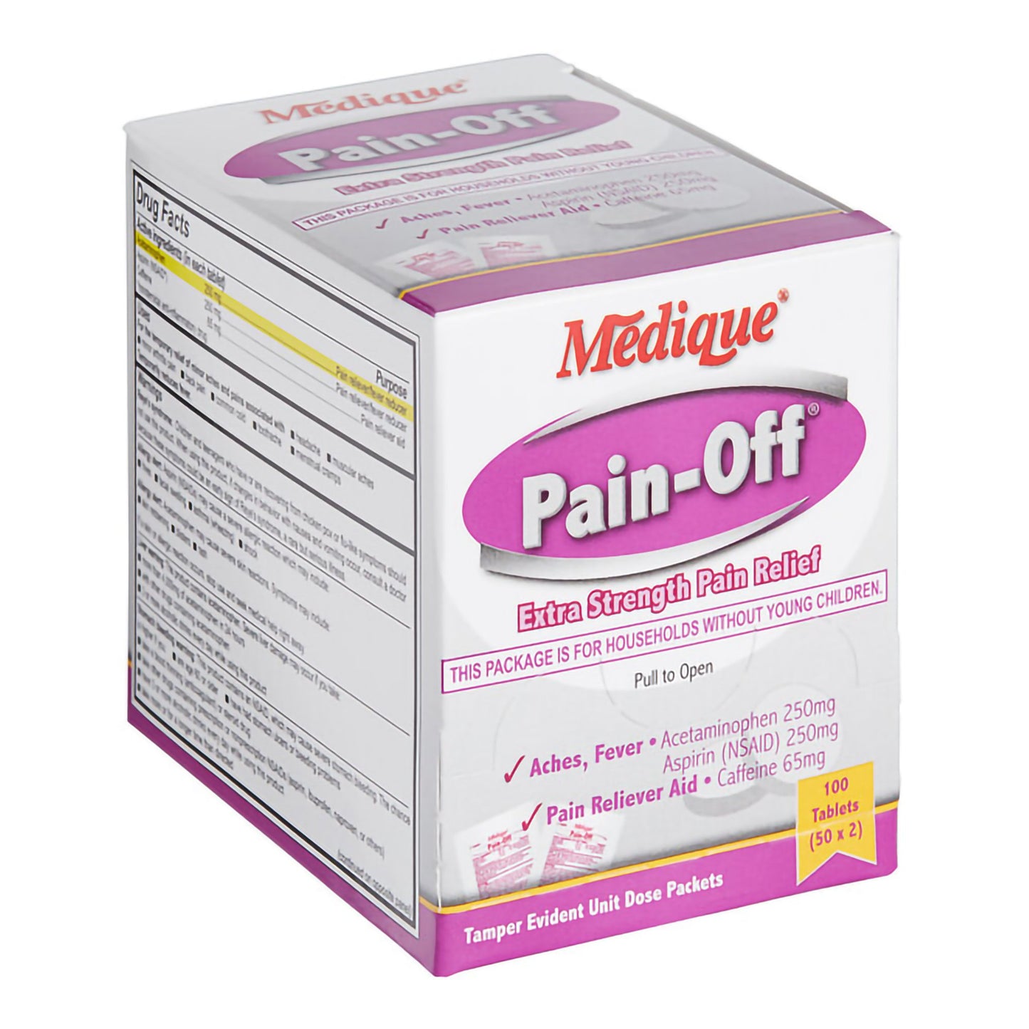 Pain-Off® Pain Relief 250 mg - 250 mg - 65 mg Strength Acetaminophen / Aspirin / Caffeine Tablet 100 per Box (1232803_BX)
