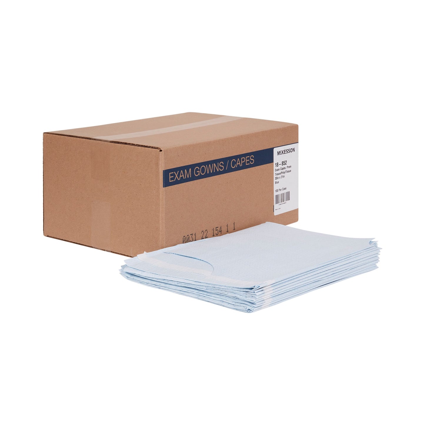 McKesson Exam Cape Blue One Size Fits Most Front / Back Opening Without Closure Unisex Disposable (147712_CS)