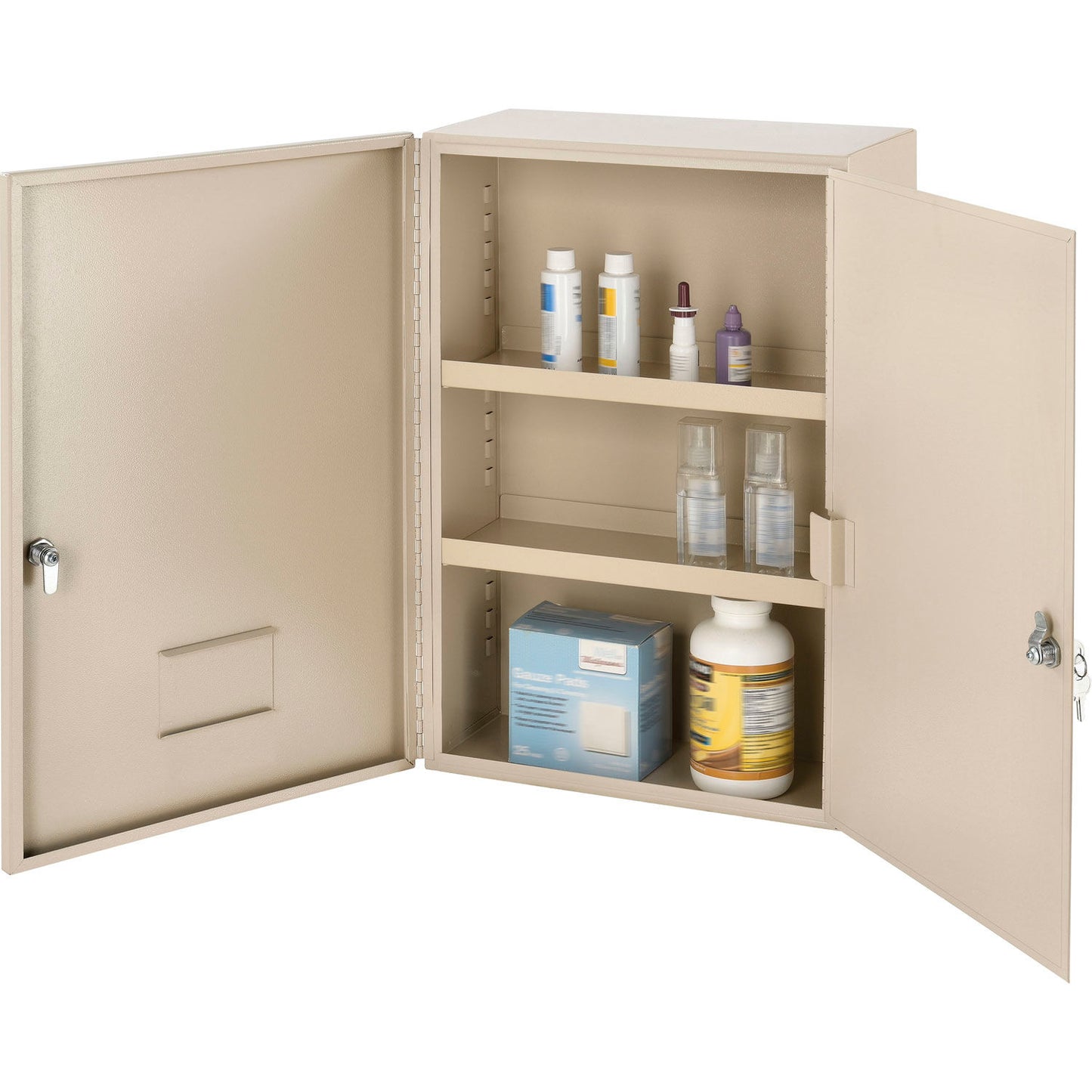 Global Industrial Medium Narcotics Cabinet, Double Door/Double Lock, 16"W x 8"D x 24"H, Beige (WB436951)