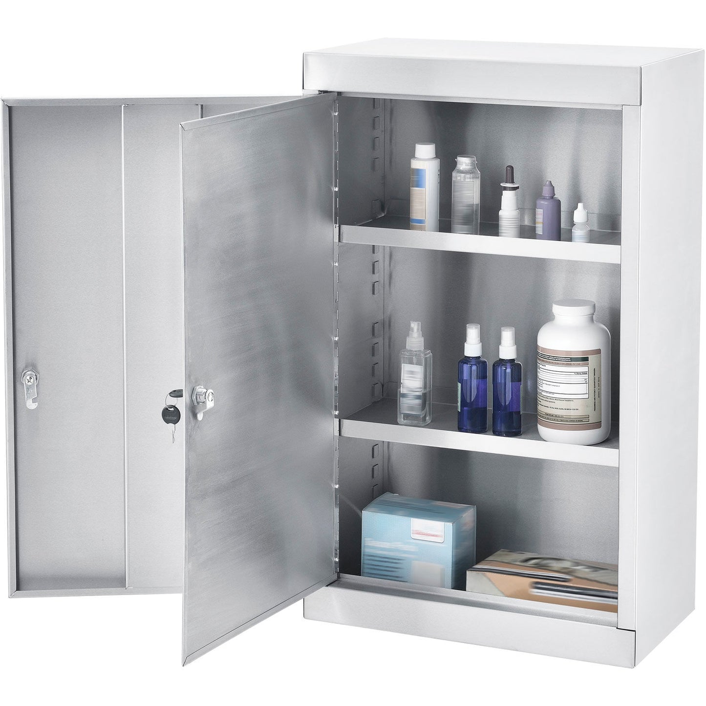 Global Industrial Stainless Steel Narcotics Cabinet W/Double Door/Double Lock, 18"Wx10"Dx30"H (WB436953SS)