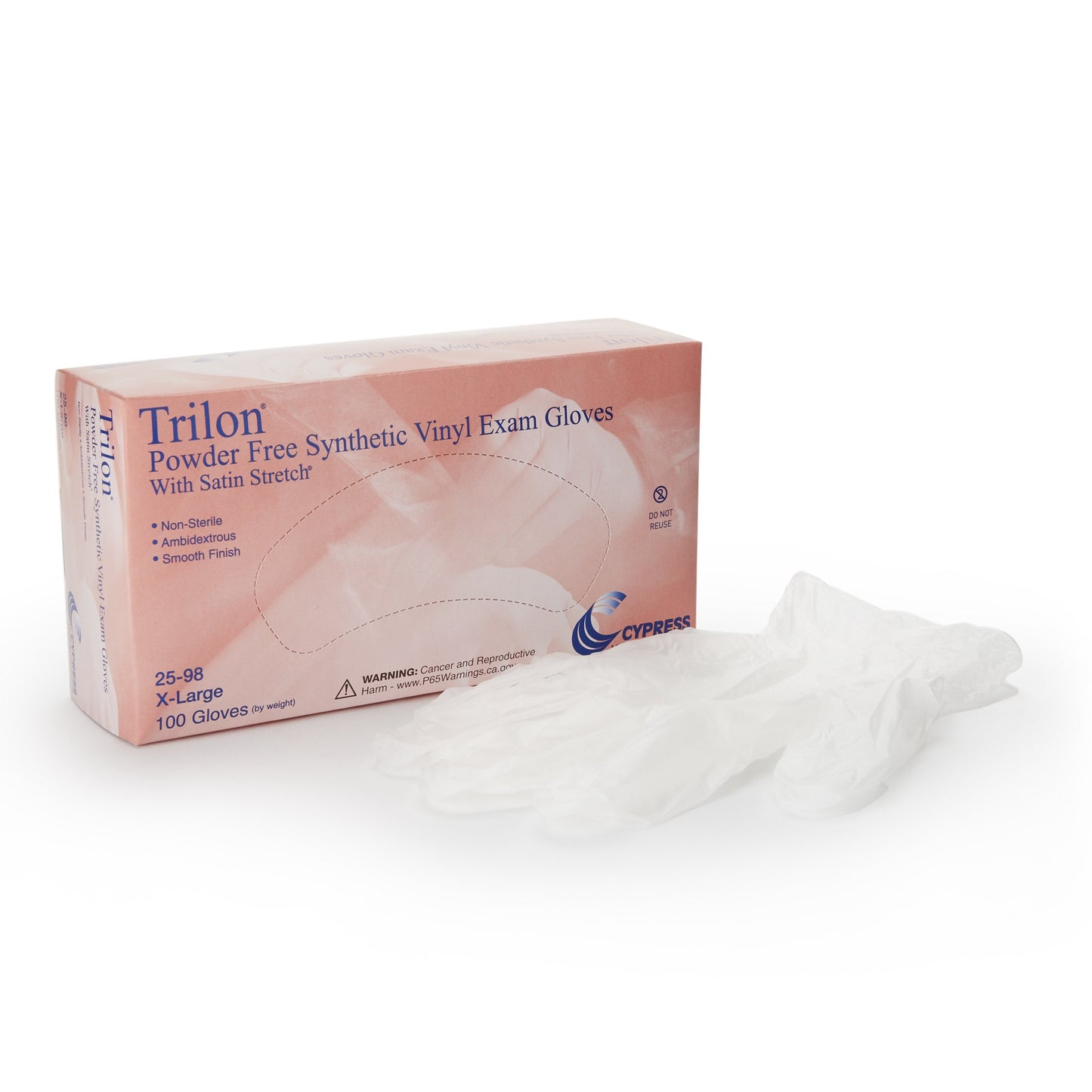 Trilon® Exam Glove X-Large NonSterile Vinyl Standard Cuff Length Smooth Clear Not Rated WITH PROP. 65 WARNING (287772_BX)