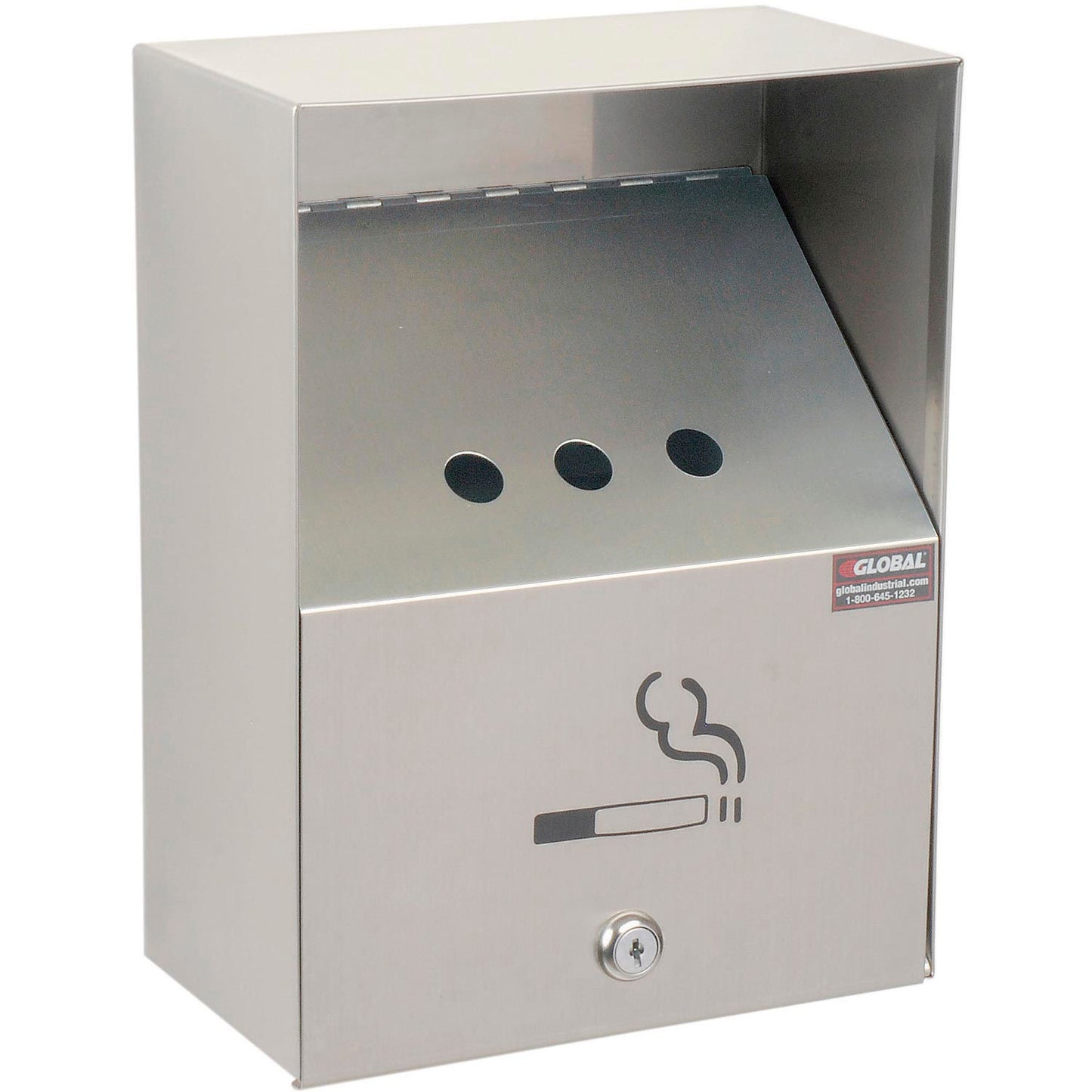 Global Industrial Stainless Steel Wall Mount Outdoor Ashtray, 1 Gallon (WB238068)