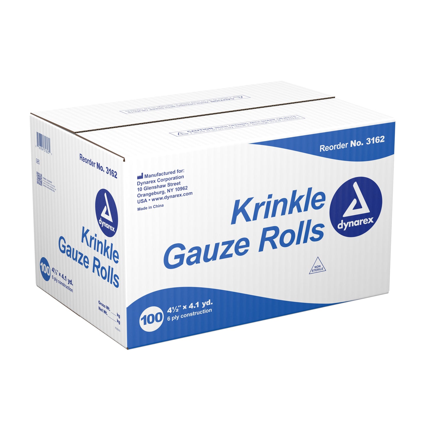 Dynarex® Fluff Bandage Roll 4-1/2 Inch X 4-1/10 Yard 6-Ply NonSterile 100 per Case (670162_EA)