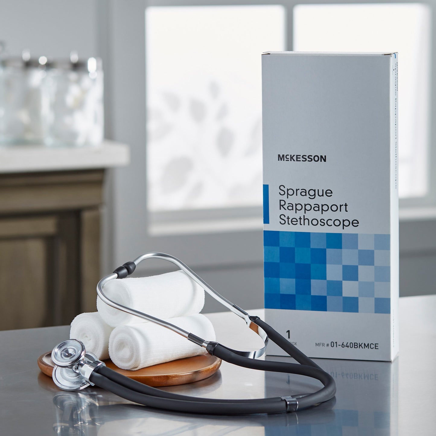 McKesson Sprague Stethoscope Black 2-Tube 16 Inch Tube Double Sided Chestpiece (761428_EA)