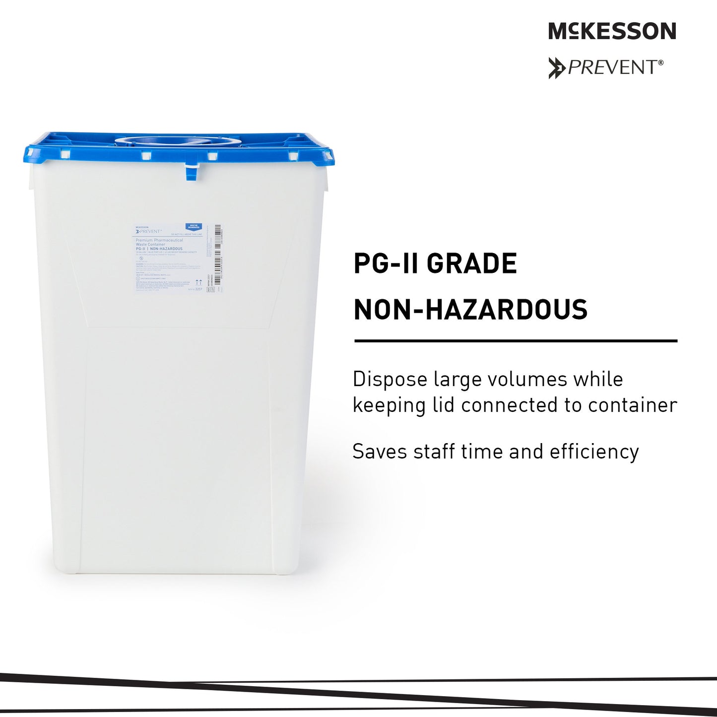 McKesson Prevent® Pharmaceutical Waste Container White Base 24-3/5 H X 17-3/10 W X 13 L Inch Vertical Entry 18 Gallon (1011863_CS)