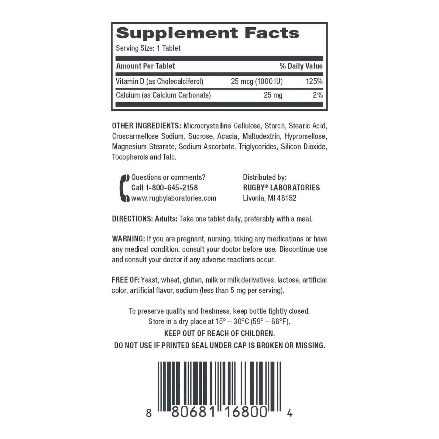 Major Pharmaceuticals Vitamin Supplement Vitamin D3 25 mcg Strength Tablet 90 per Bottle (1167793_BT)