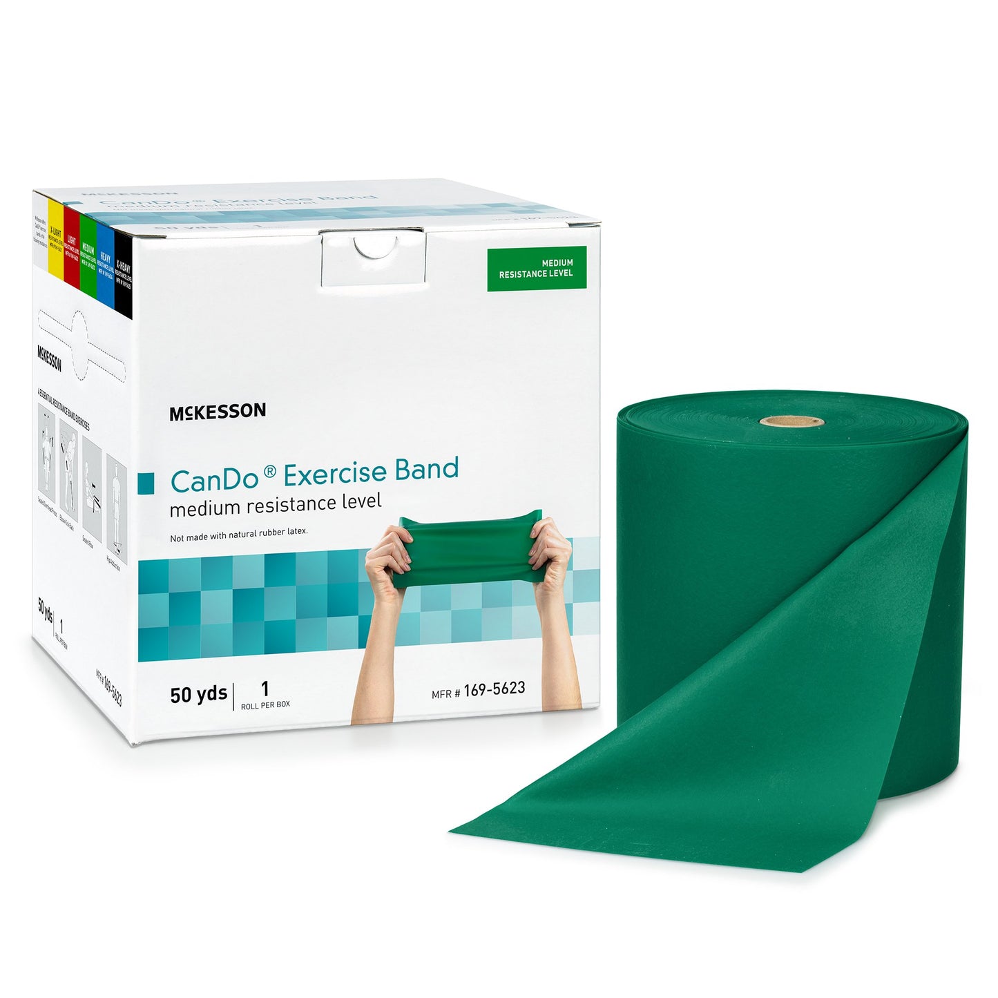 McKesson CanDo® Exercise Resistance Band Green 5 Inch X 50 Yard Medium Resistance (1199532_EA)