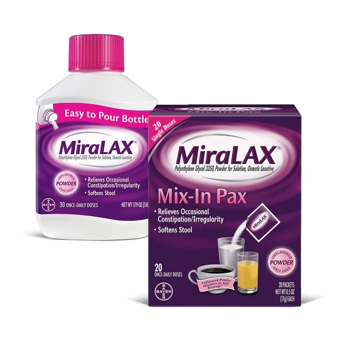 MiraLAX® Laxative Powder 24 per Box 17 Gram Strength Polyethylene Glycol 3350 (720751_BX)