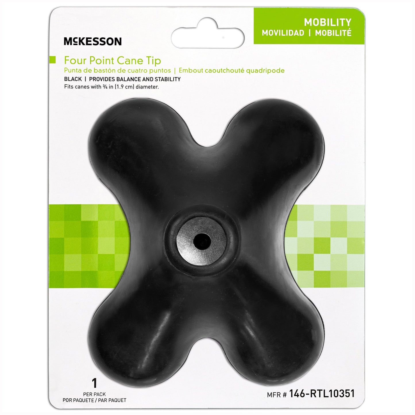 McKesson 4-Point Cane Tip For Cane with 3/4 Inch Diameter (1095394_BX)