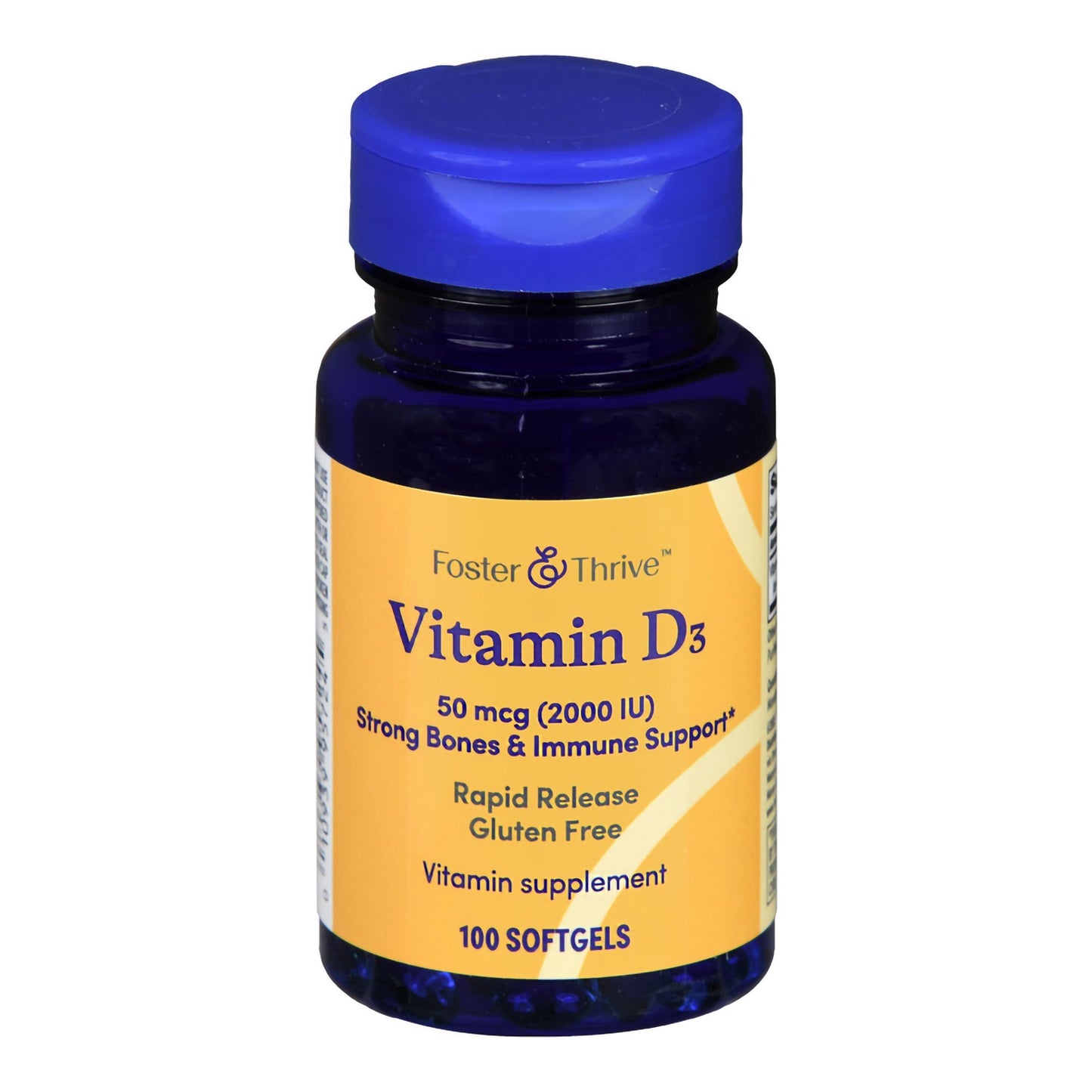 Foster & Thrive™ Vitamin Supplement Vitamin D3 2,000 IU Strength Softgel 100 per Bottle (1244150_BT)