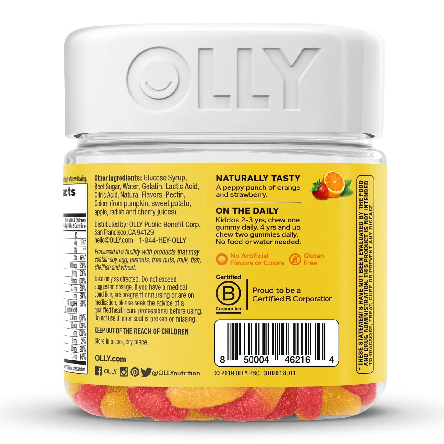 OLLY® Kids Multi Gummy Worms Dietary Supplement Vitamin A / B6 / B12 / C / D / E / Zinc 150 mcg - 0.5 mg - 1.2 mcg - 15 mg - 10 mcg - 3.75 mg - 0.75 mg Strength Gummy 70 per Bottle Sour Fruity Punch Flavor (1249517_BT)