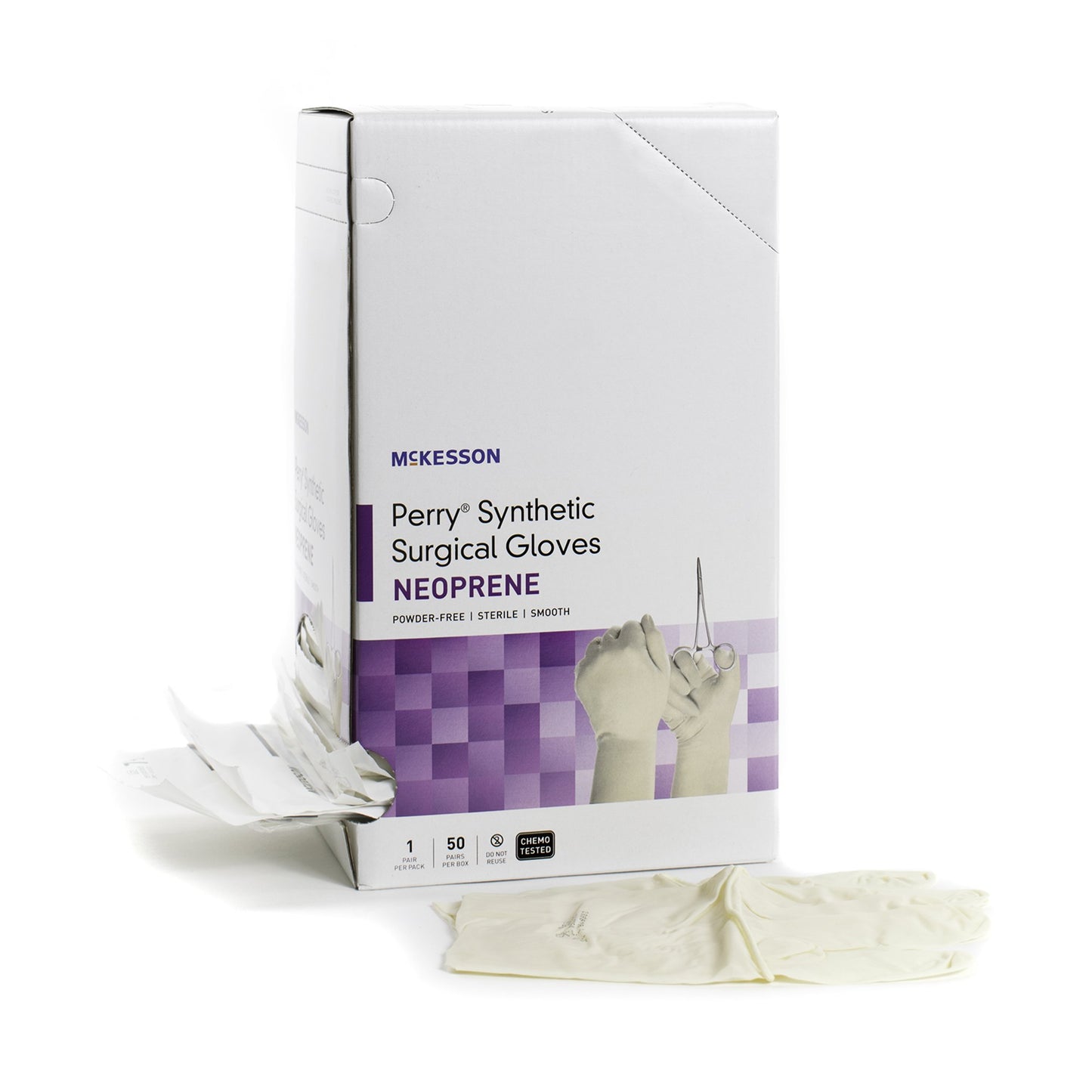 McKesson Perry® Synthetic Surgical Gloves Surgical Glove Size 8 Sterile Polychloroprene Standard Cuff Length Smooth Cream Chemo Tested (1044748_CS)