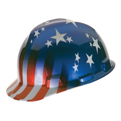 MSA Freedom Series™ V-Gard® Helmet, Fas-Trac Ratchet, Cap, American Stars & Stripes (454-10052945)