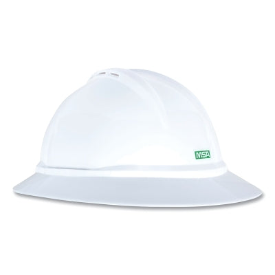 MSA V-Gard® 500 Protective Cap and Hat, 6-point Ratchet, Full-Brim Hat, White (454-10167950)