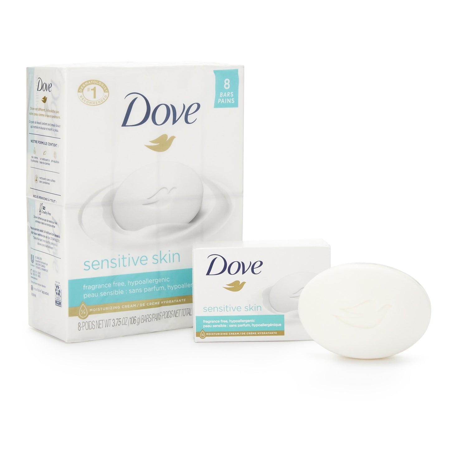 Dove® Sensitive Skin Soap Bar 4.5 oz. Individually Wrapped Unscented (954900_EA)
