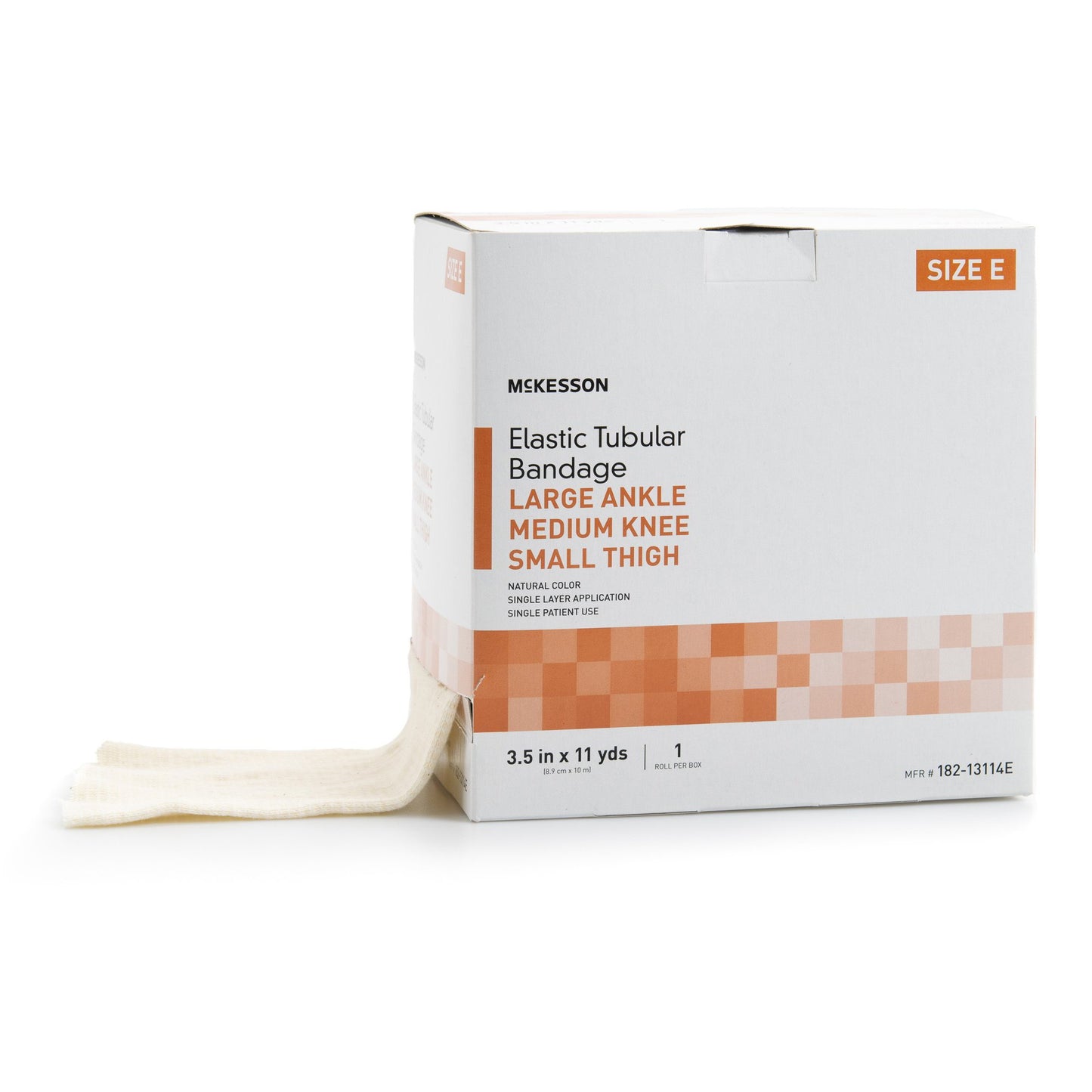 McKesson Spandagrip™ Elastic Tubular Support Bandage 3-1/2 Inch X 11 Yard Large Ankle / Medium Knee Pull On Natural NonSterile Size E Standard Compression (1112849_CS)