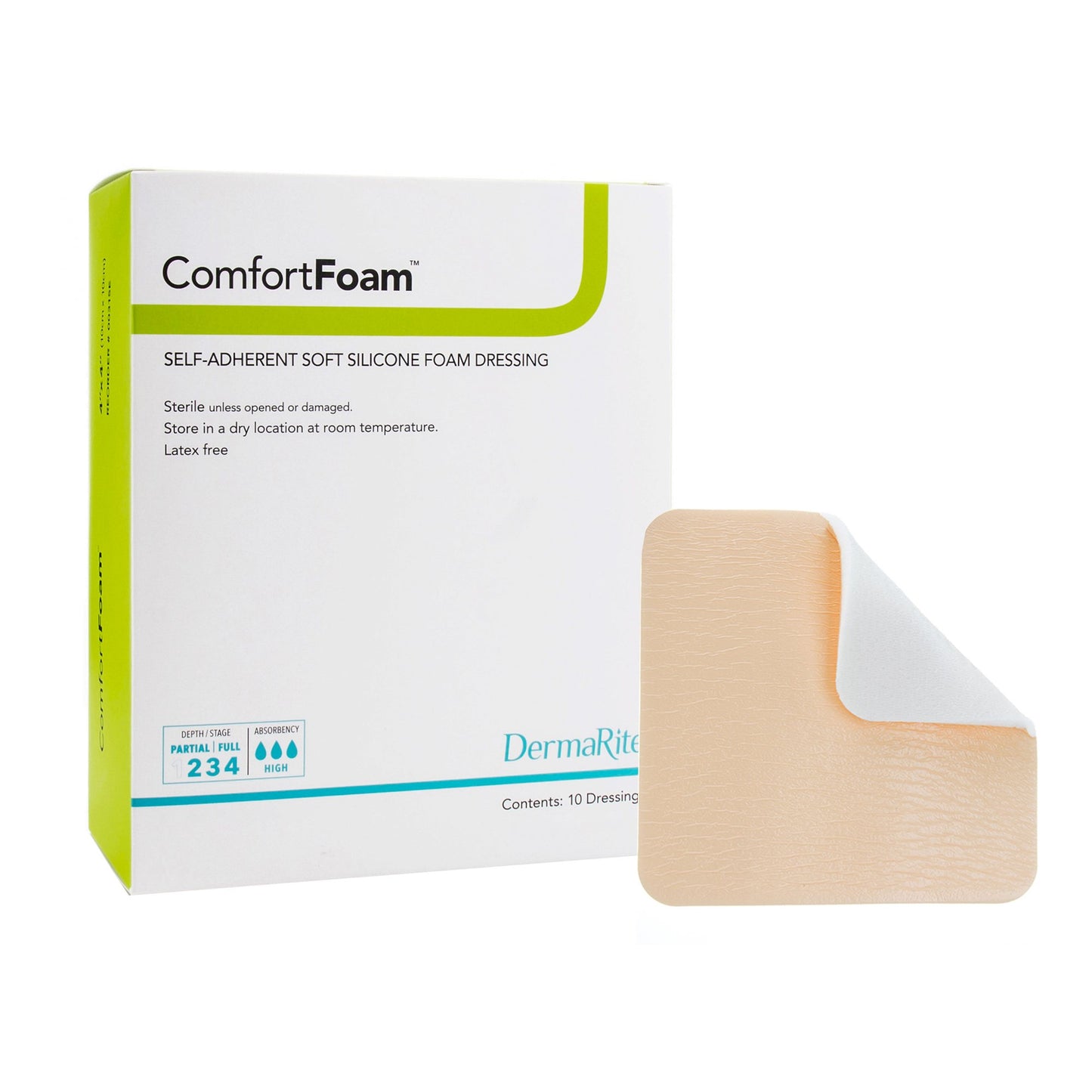 ComfortFoam™ Foam Dressing 3 X 3 Inch Without Border Film Backing Silicone Face Square Sterile (942997_BX)
