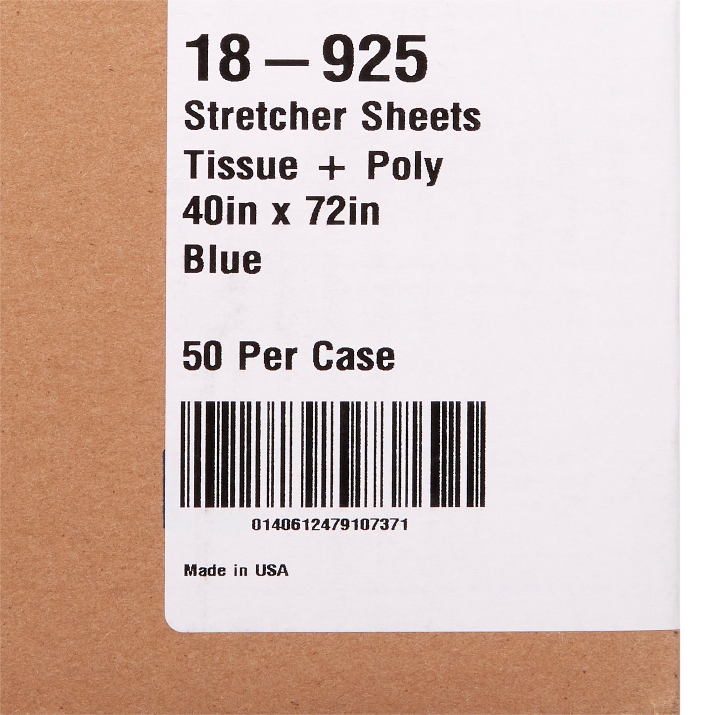 McKesson Stretcher Sheet Flat 40 W X 72 L Inch Blue 50% Cellulose Tissue / 50% Polyethylene Film Disposable (278382_CS)