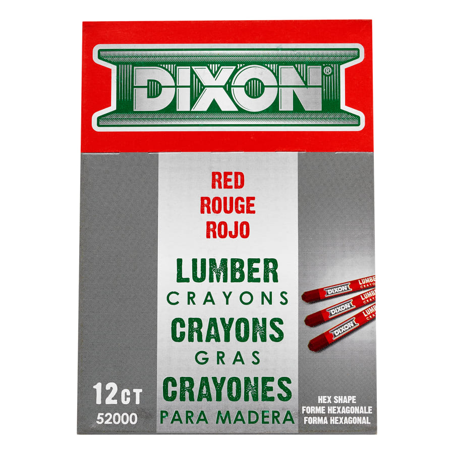 Dixon Industrial Lumber Crayon, 1/2 in dia X 4-1/2 in L, Red (464-52000)