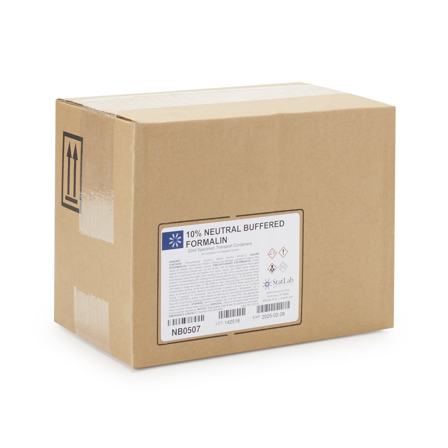 StatClick™ Prefilled Formalin Container 10 mL Fill in 20 mL (0.67 oz.) Screw Cap Warning Label NonSterile (1002261_CS)