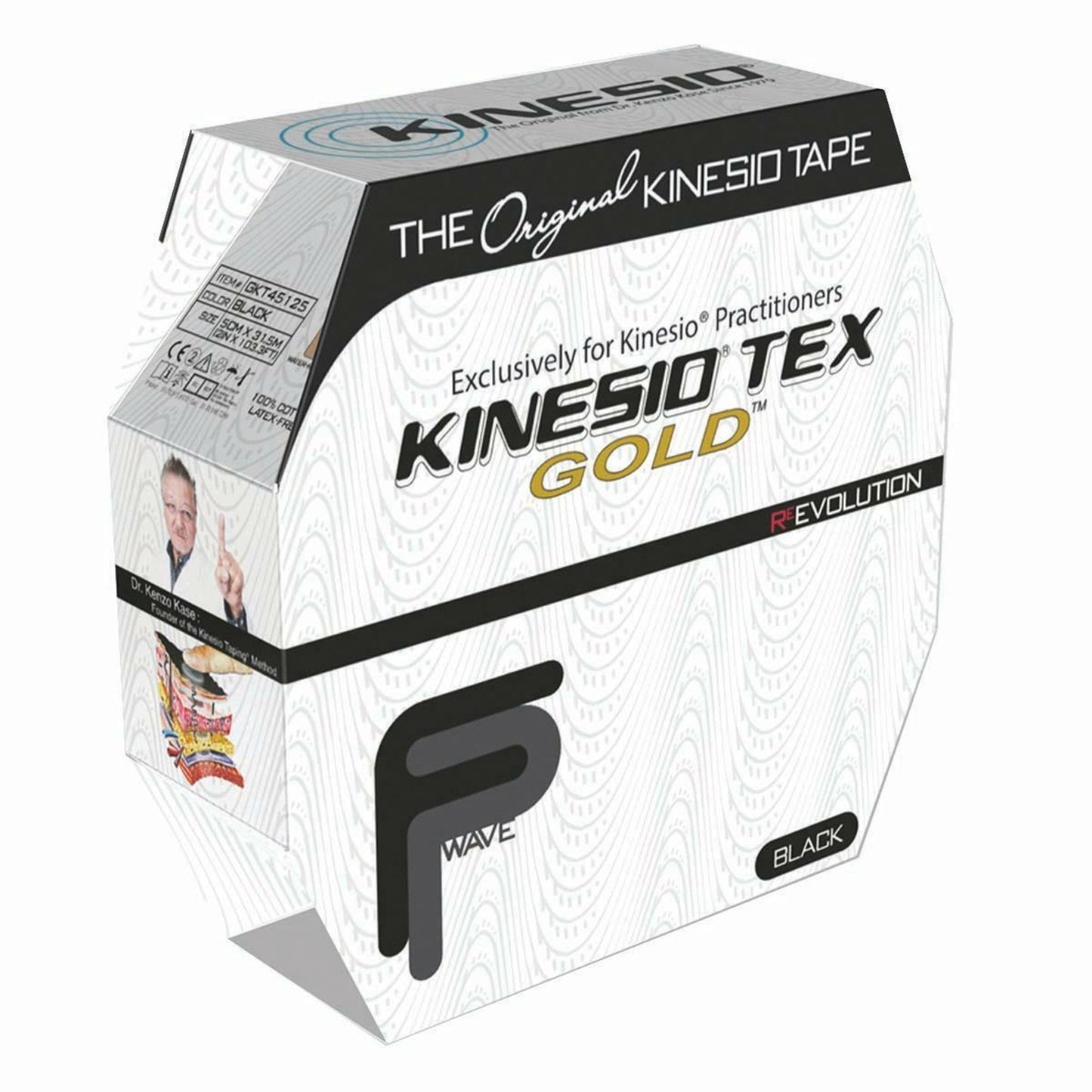Kinesio® Tex Gold™ FP Kinesiology Tape Black 2 Inch X 34 Yard Cotton NonSterile (886004_BX)