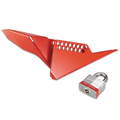Master Lock Company Handle-On Ball Valve Lockouts, 1 1/4-3 in Valve, Red (470-S3477)
