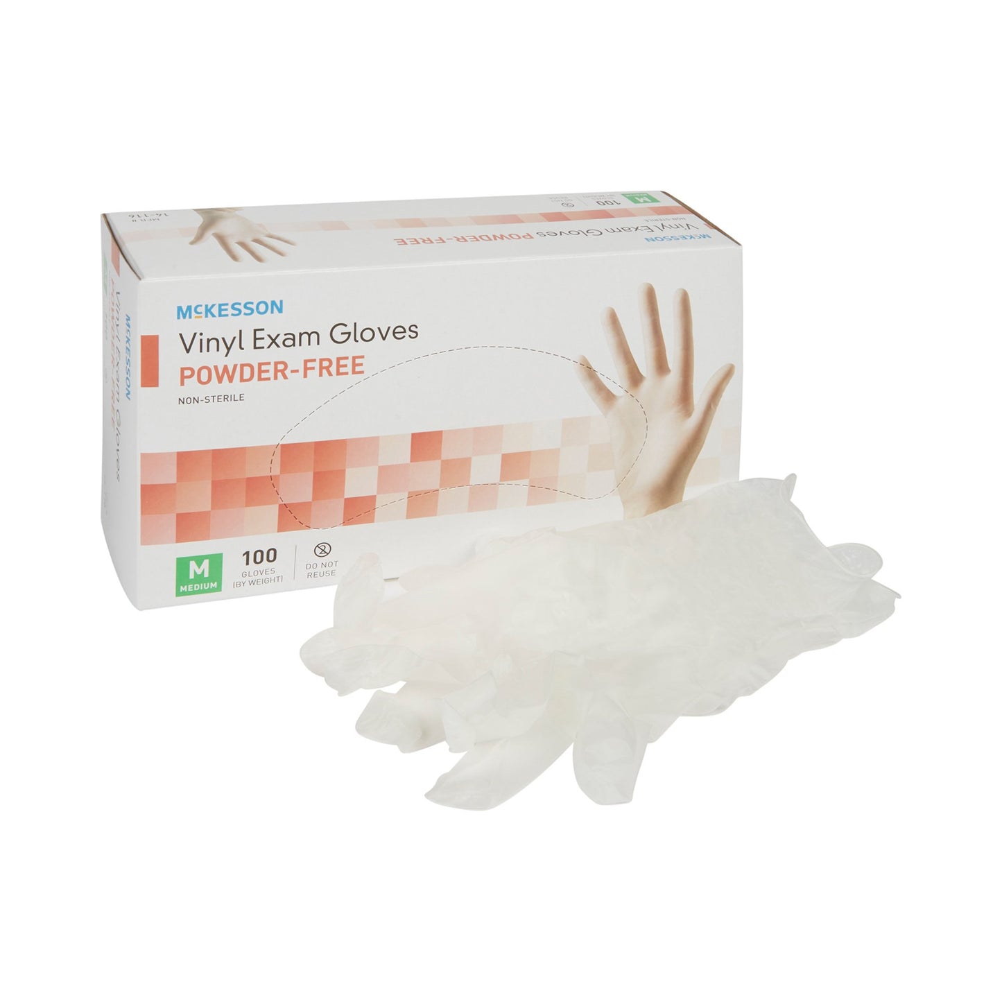 McKesson Exam Glove Medium NonSterile Vinyl Standard Cuff Length Smooth Clear Not Rated (354439_CS)