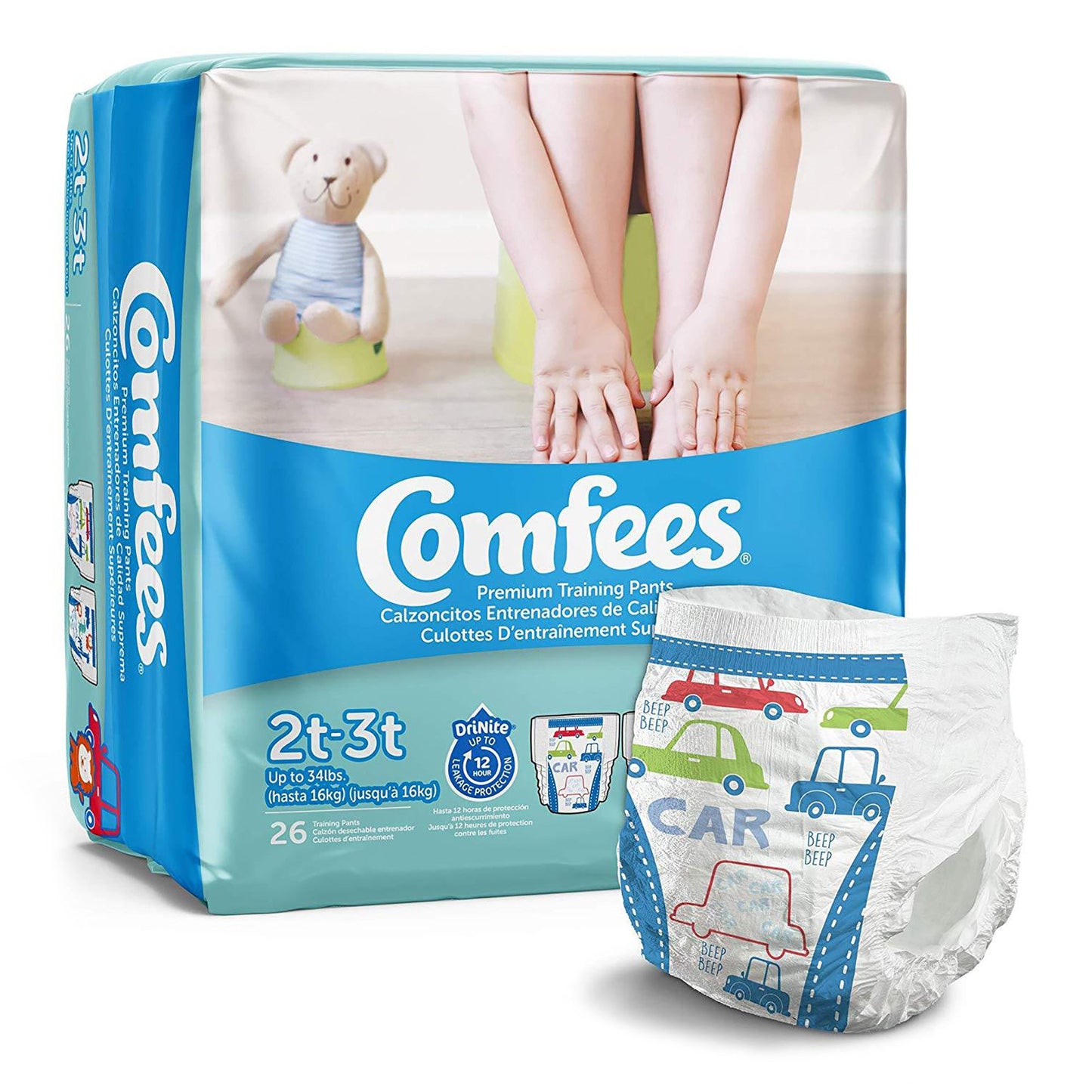 Comfees® Male Toddler Training Pants Pull On with Tear Away Seams Size 2T to 3T Disposable Moderate Absorbency (944455_CS)