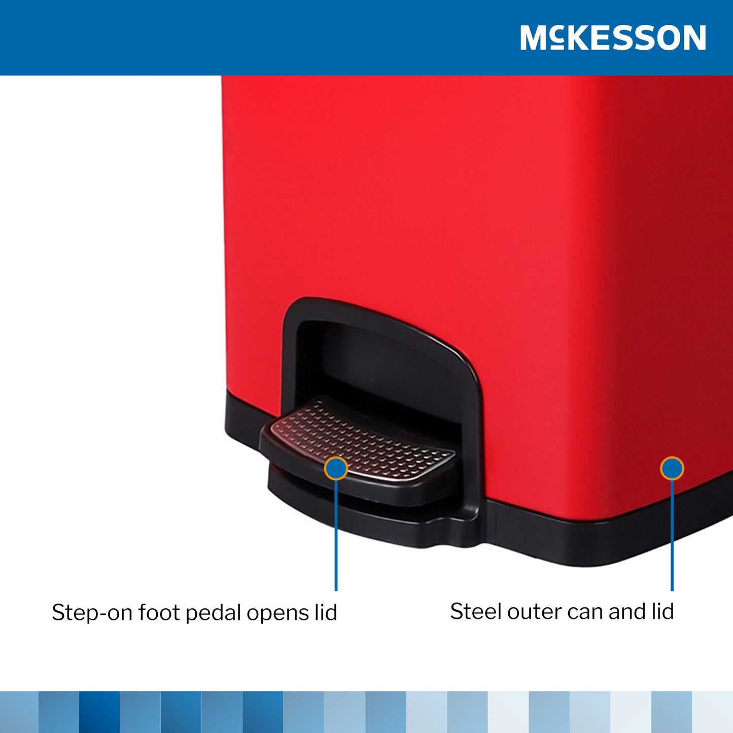 McKesson Trash Can 20 Quart / 5 gal. Red Metal Square (1223689_CS)