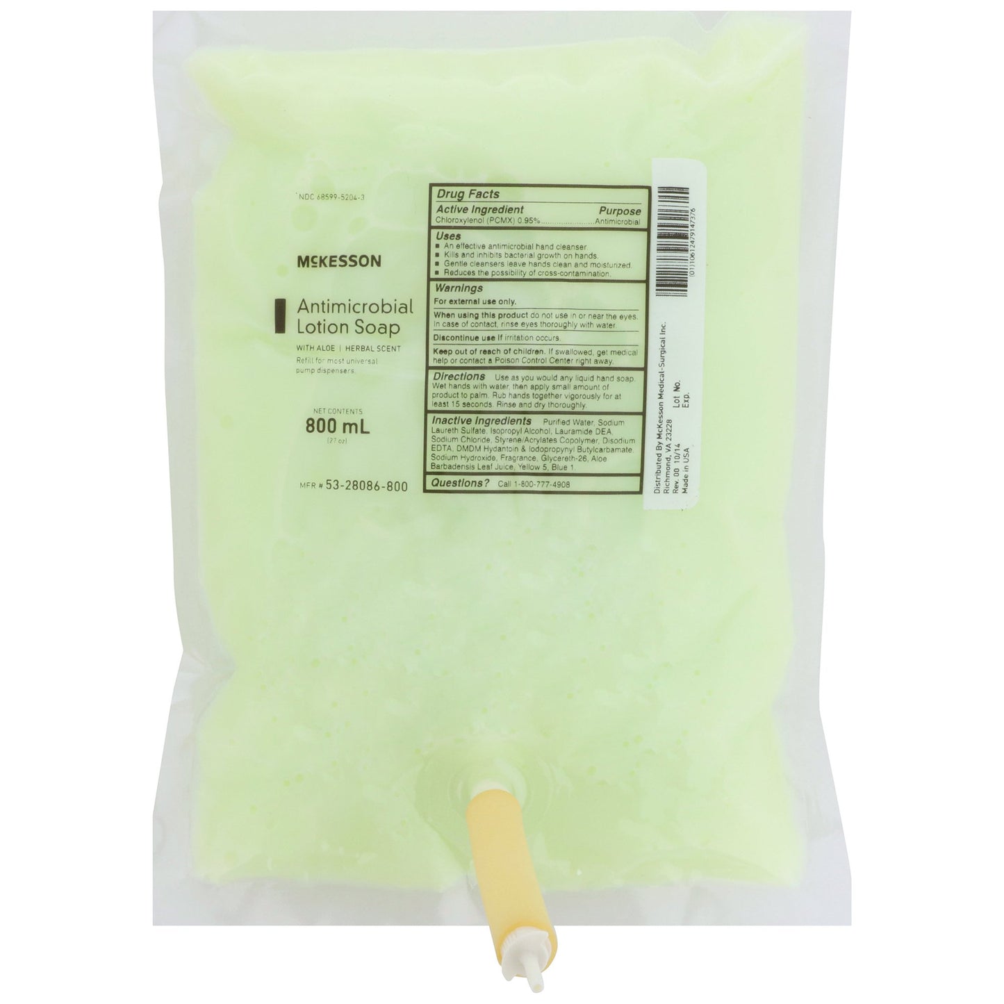 McKesson Antimicrobial Soap Lotion 800 mL Dispenser Refill Bag Herbal Scent (510349_CS)