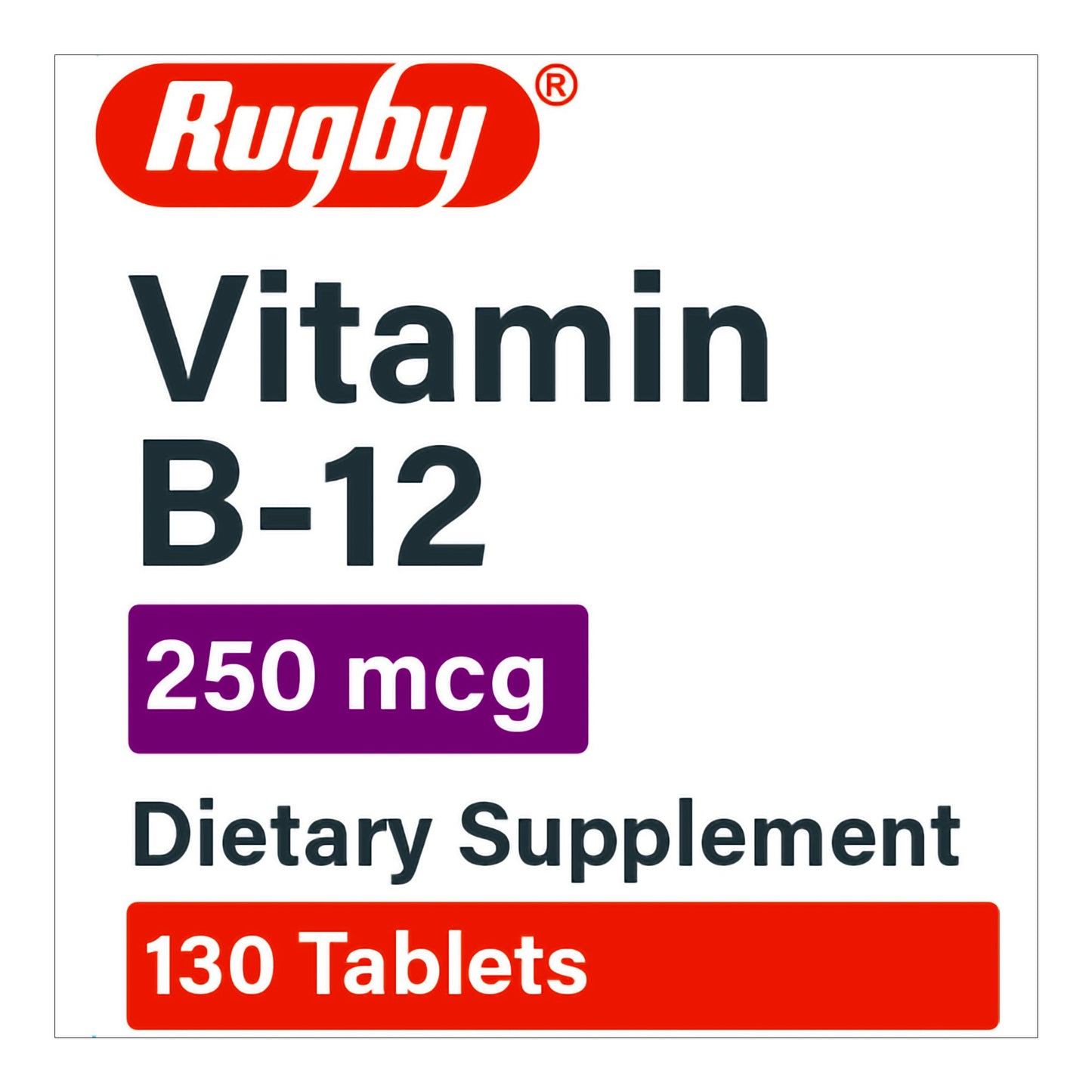Rugby Vitamin Supplement Vitamin B12 250 mcg Strength Tablet 130 per Bottle (1250671_BT)