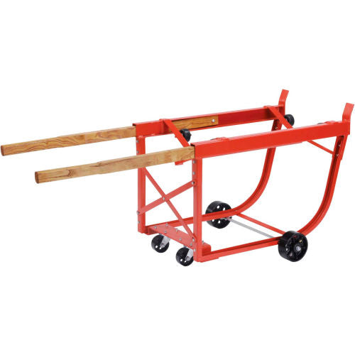 Global Industrial Heavy Duty Rotating Drum Cradle with Wood Handles & Steel Wheels (WB482130)