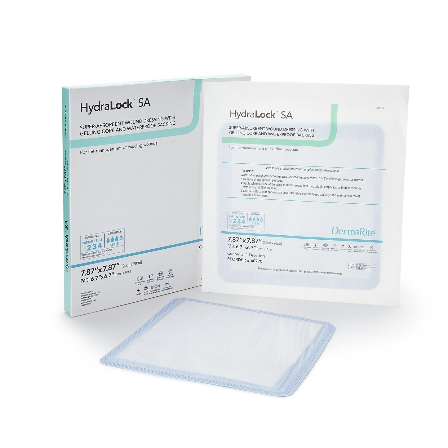 HydraLock™ SA Super Absorbent Dressing 7.87 X 7.87 Inch Square (1154027_EA)