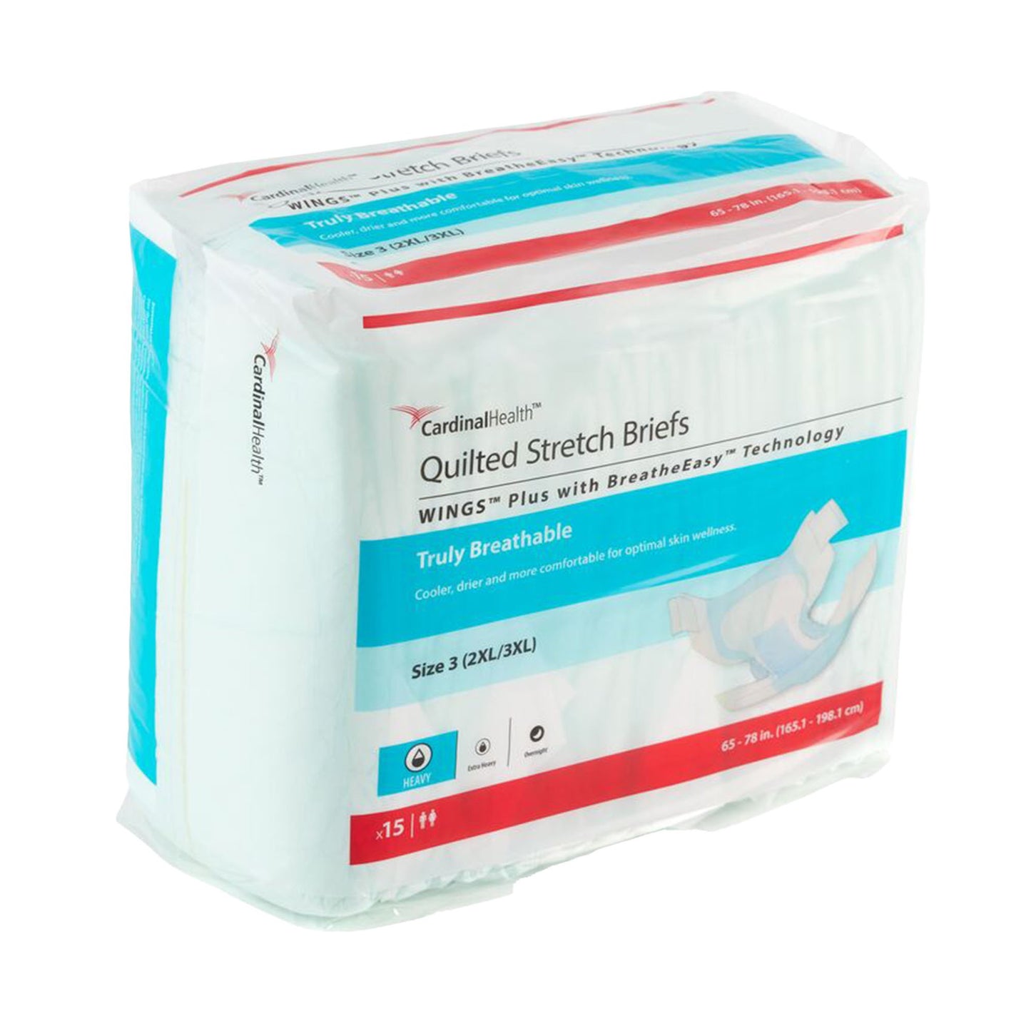 Wings™ Plus Unisex Adult Incontinence Brief Size 3 / X-Large Disposable Heavy Absorbency (1257967_CS)