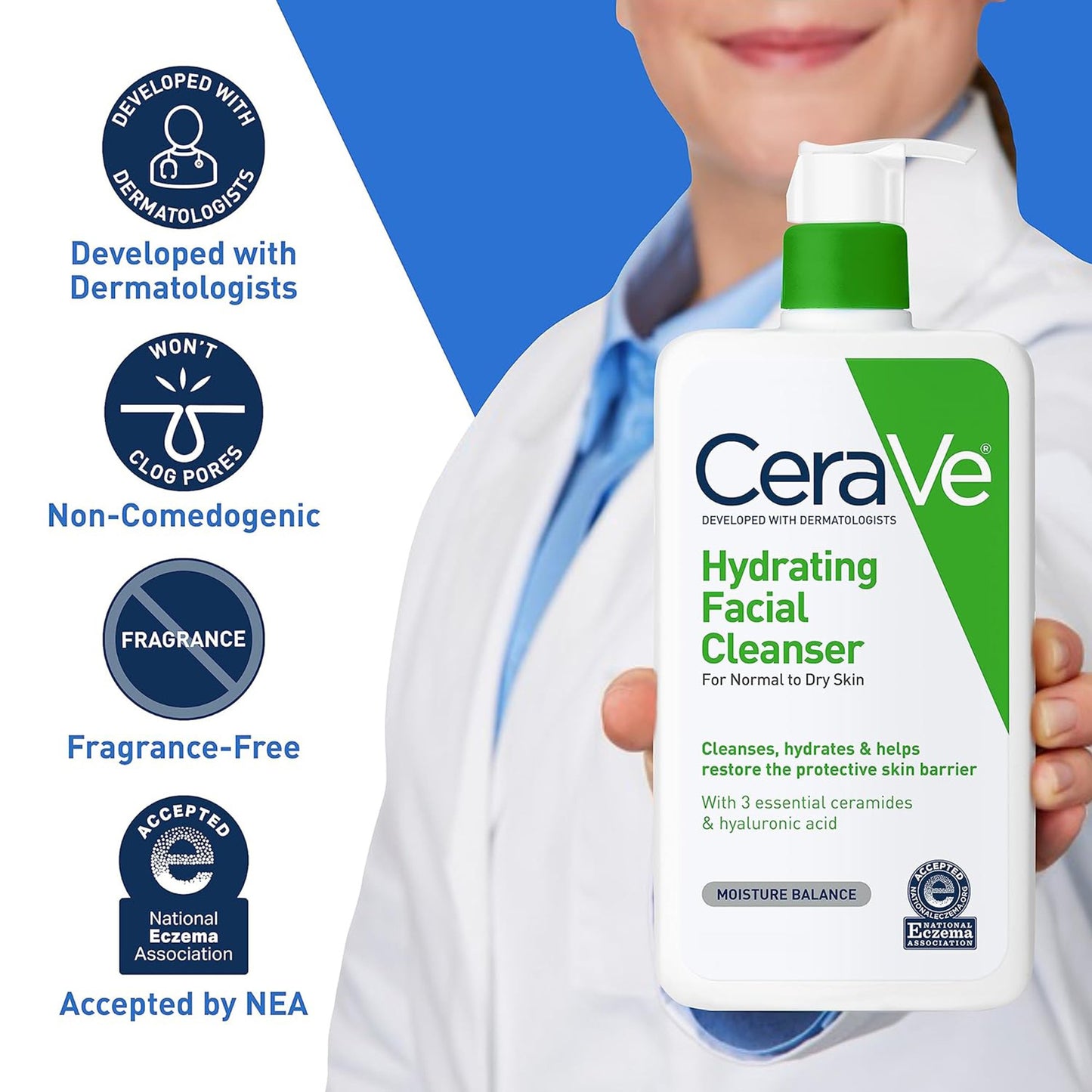CeraVe® Hydrating Facial Cleanser Lotion 16 oz. Pump Bottle Unscented (1253460_EA)
