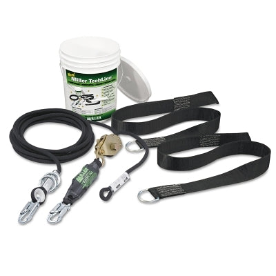 PIP TechLine Temporary Horizontal Lifeline System, 30 ft, 2 Person, BK (493-HLLR2-Z730FT)