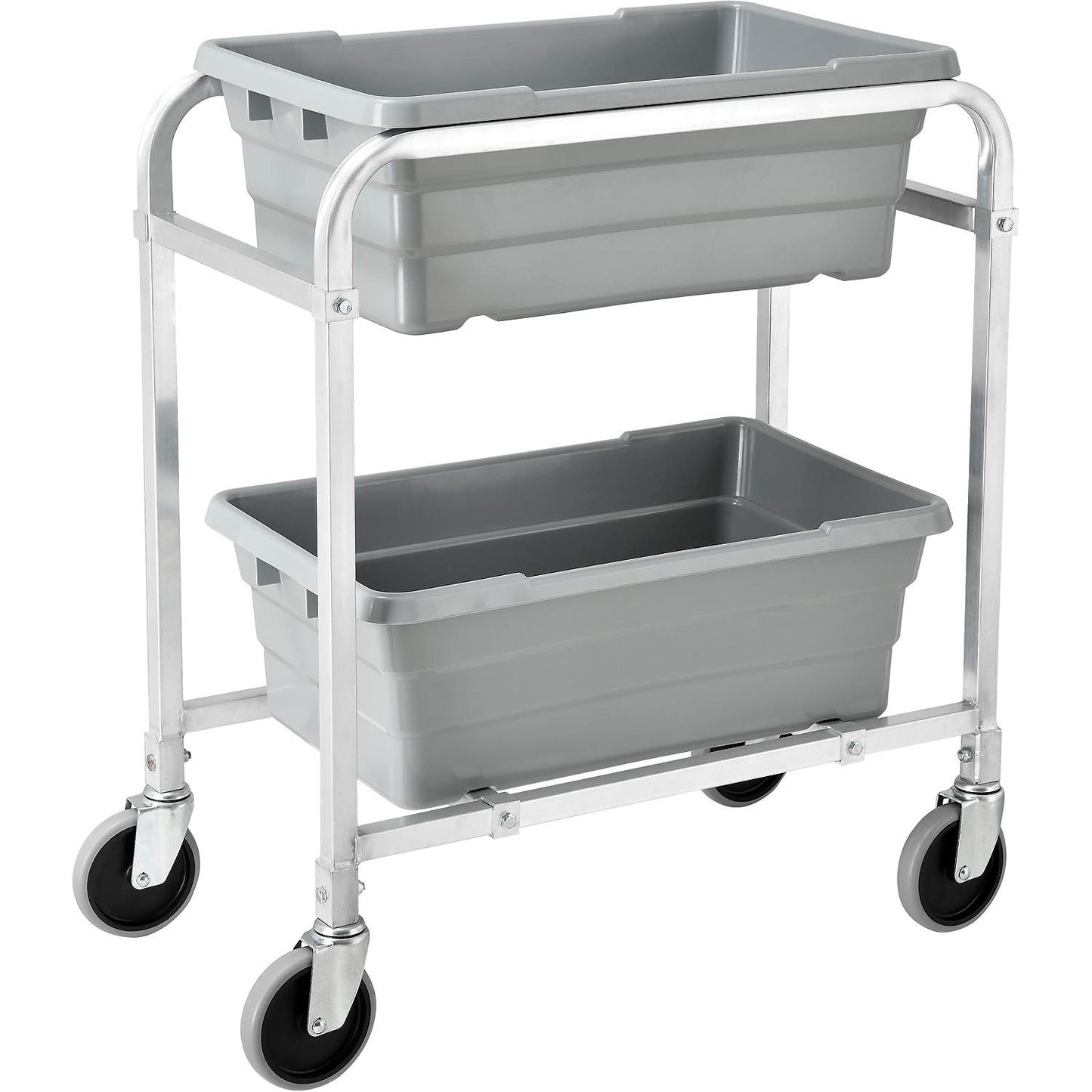 Global Industrial NSF Aluminum Lug Cart 28"L x 16"W x 33"H, 2 Tote Capacity, Unassembled (WB493388)