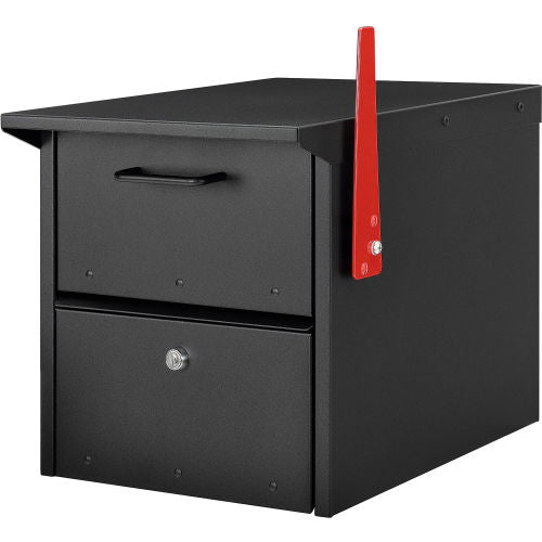 Global Industrial Residential Mailbox 12-1/2x13-5/8x14 Front/Rear Access Locking Door BLK (WB493409BK)