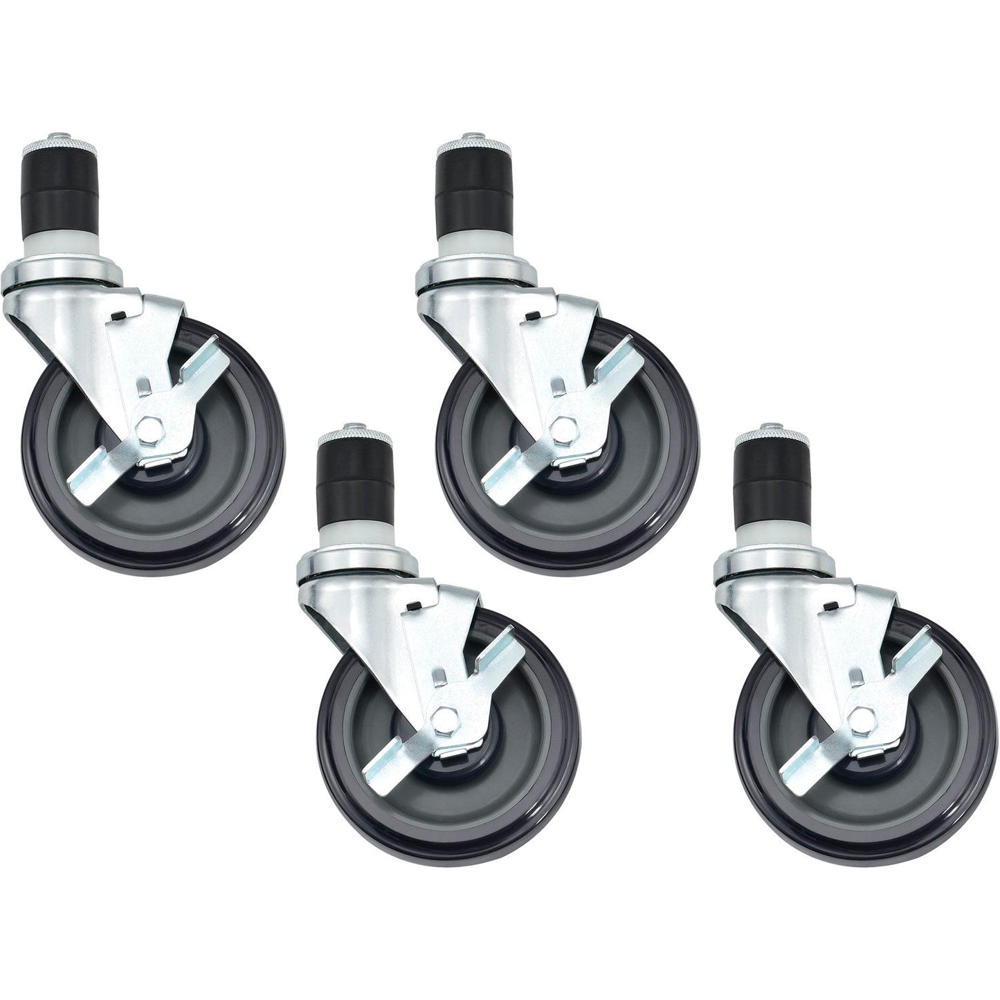 Global Industrial Caster Kit For Stainless Steel Workbenches - Set of 4 of 5" Swivel Locking Casters (WB493571)