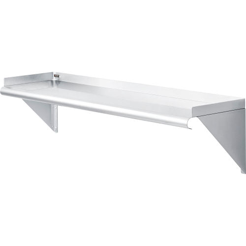 Global Industrial Wall Mount Shelf with 1-1/2" Lip 18 Gauge 430 Stainless Steel 48"W x 12"D (WB493628)