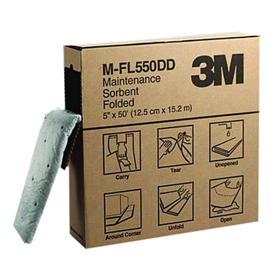 3M High-Capacity Maintenance Folded Sorbent, Absorbs 1.5 gal, 5.187 in x 2 1/4 in (498-M-FL550DD)