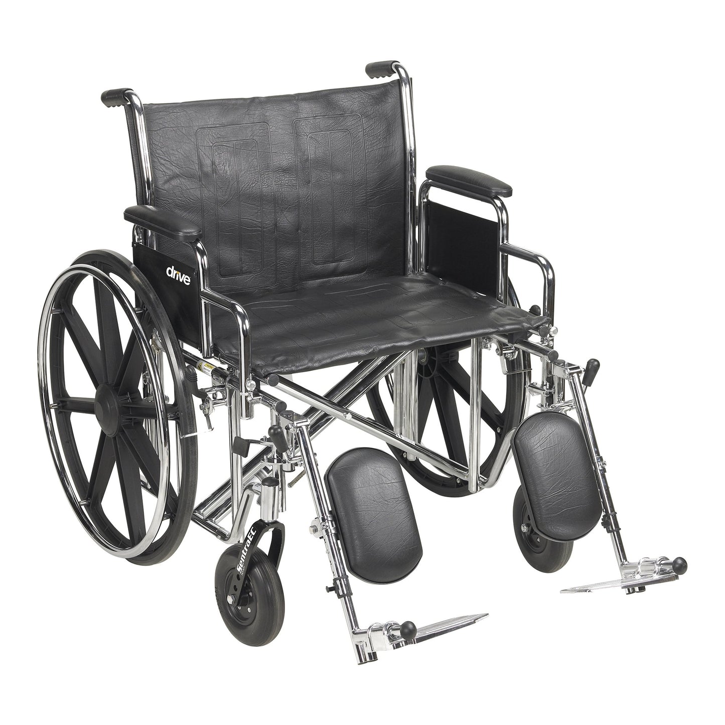McKesson Bariatric Wheelchair Dual Axle Desk Length Arm Swing-Away Elevating Legrest Black Upholstery 24 Inch Seat Width Adult 450 lbs. Weight Capacity (1065289_EA)