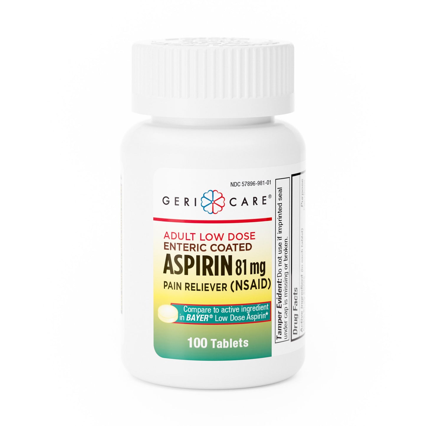McKesson Brand Pain Relief 81 mg Strength Aspirin Tablet 100 per Bottle (1043632_BT)