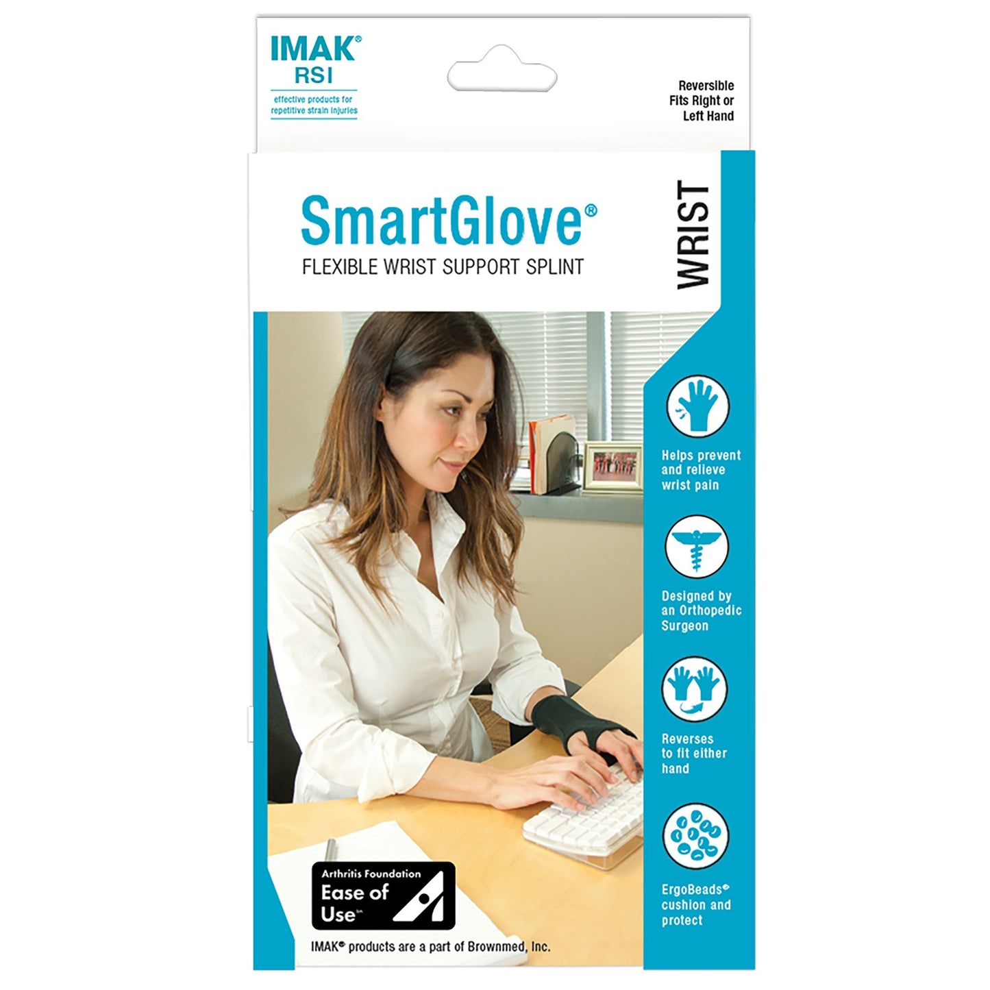 IMAK® RSI SmartGlove® with Thumb Support Wrist / Hand Support Cotton / Spandex Left or Right Hand Black Medium (834869_EA)