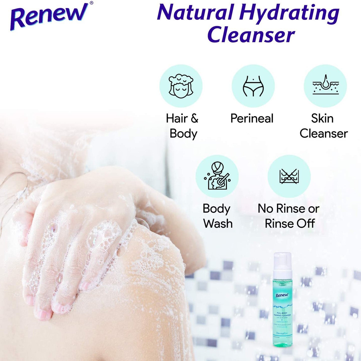 Renew™ Rinse-Free Body Wash Foaming 8 oz. Pump Bottle Citrus Scent (776333_CS)